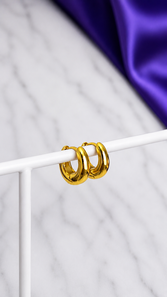 Hoop Óvalo Inflado Chapa de Oro 22k
