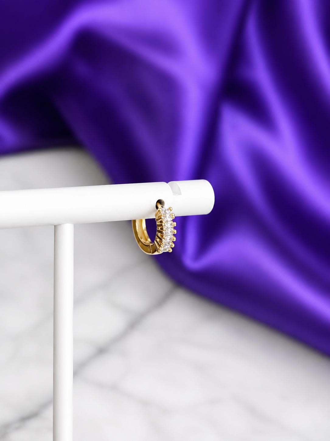 Hoop Baguette Mini Chapa de Oro 22k