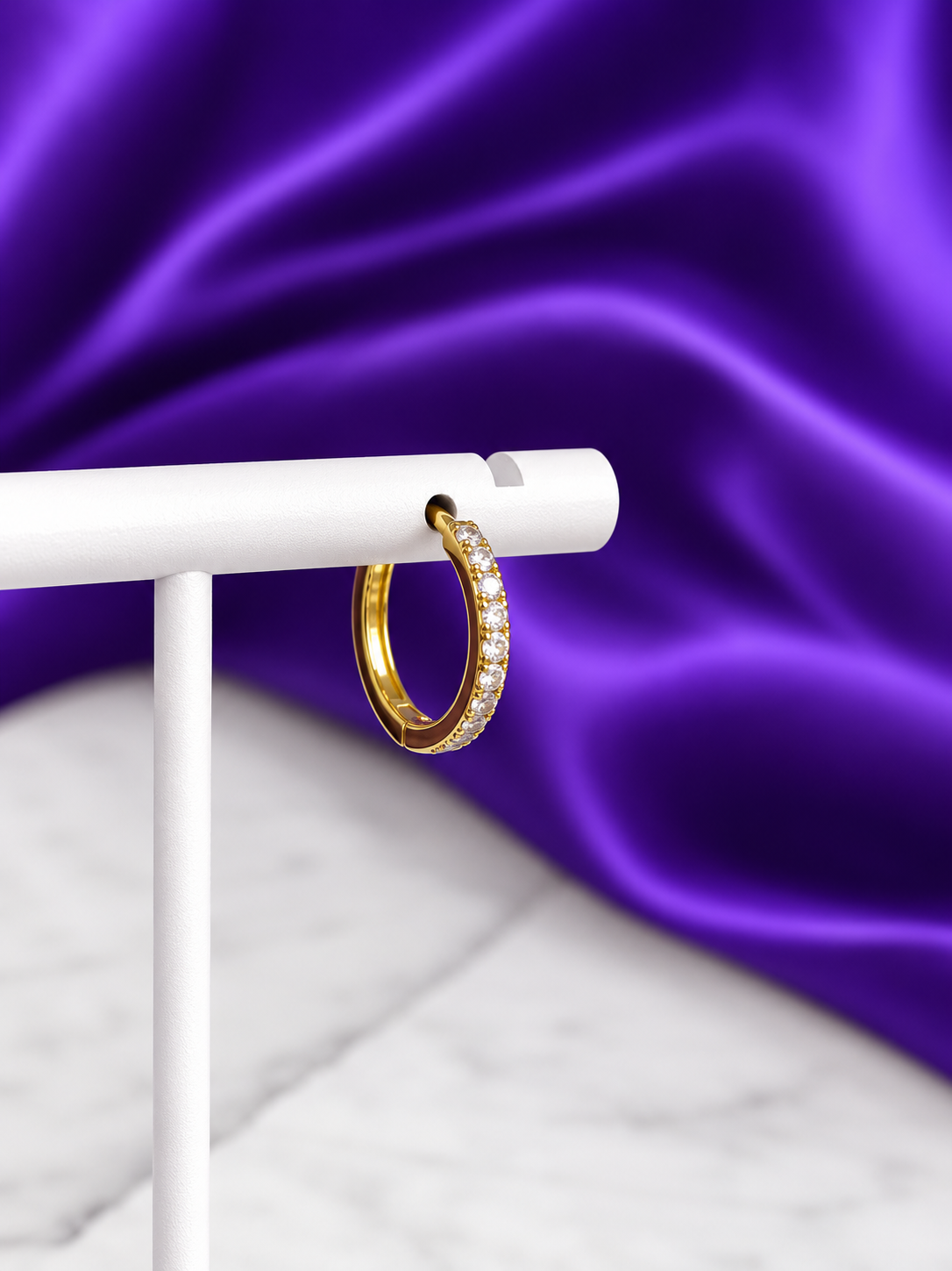 Hoop Básica Brillos 12mm Chapa de Oro 22k