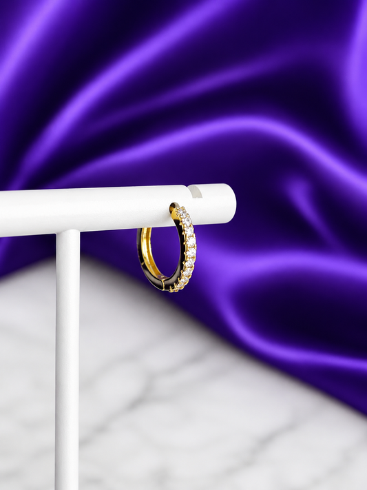 Hoop Básica Brillos 10mm Chapa de Oro 22k