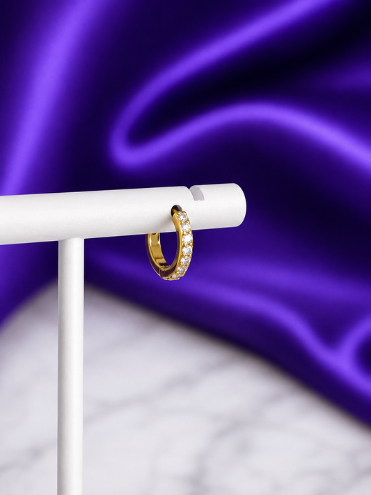 Hoop Básica Brillos 8mm Chapa de Oro 22k