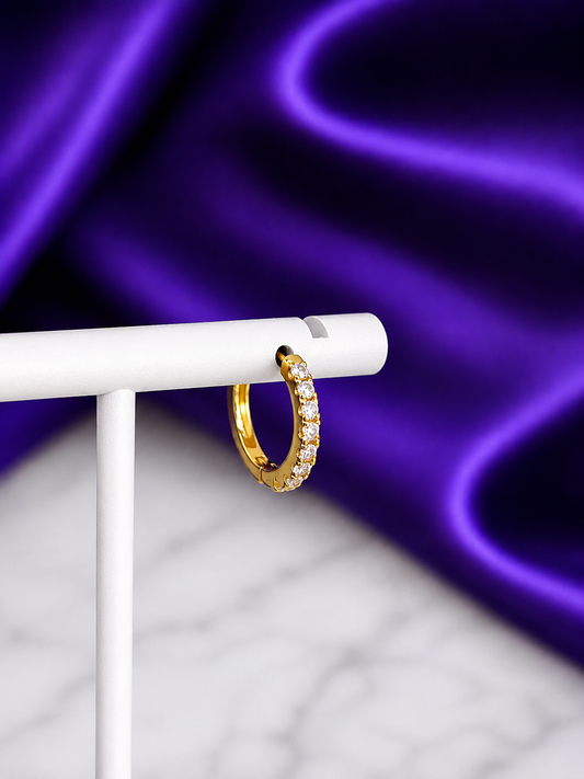 Hoop Básica Brillos 9mm Chapa de Oro 22k