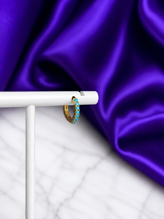 Hoop Turquesa Chapa de Oro 22k