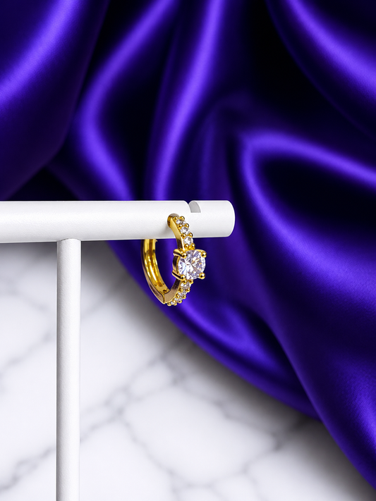 Hoop Brillos con Zirconia Lila Chapa de Oro 22k