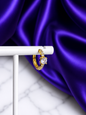 Hoop Brillos con Zirconia Lila Chapa de Oro 22k