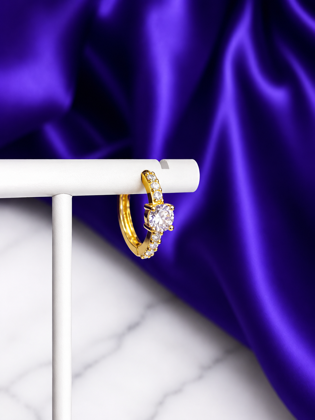 Hoop Brillos con Zirconia Chapa de Oro 22k