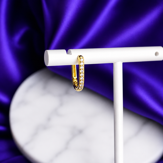 Hoop Rectangular Plana Brillos Chapa de Oro 22k