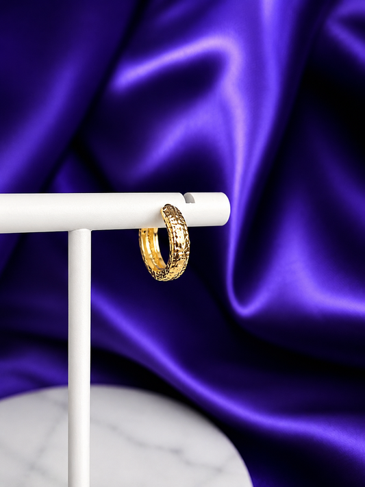 Hoop Martillada Chapa de Oro 22k