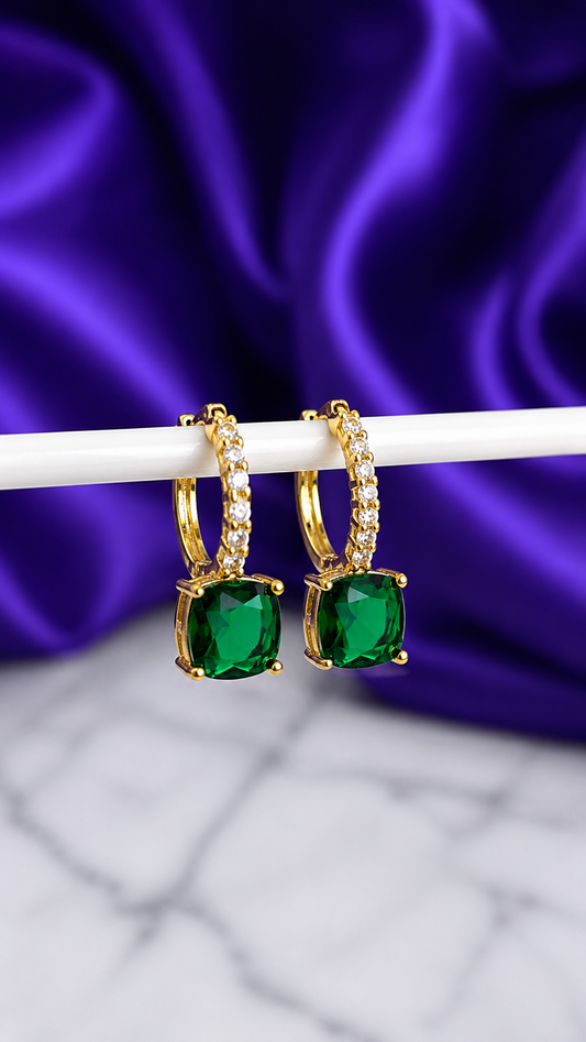 Hoops Cuadro Esmeralda Chapa de Oro 22k