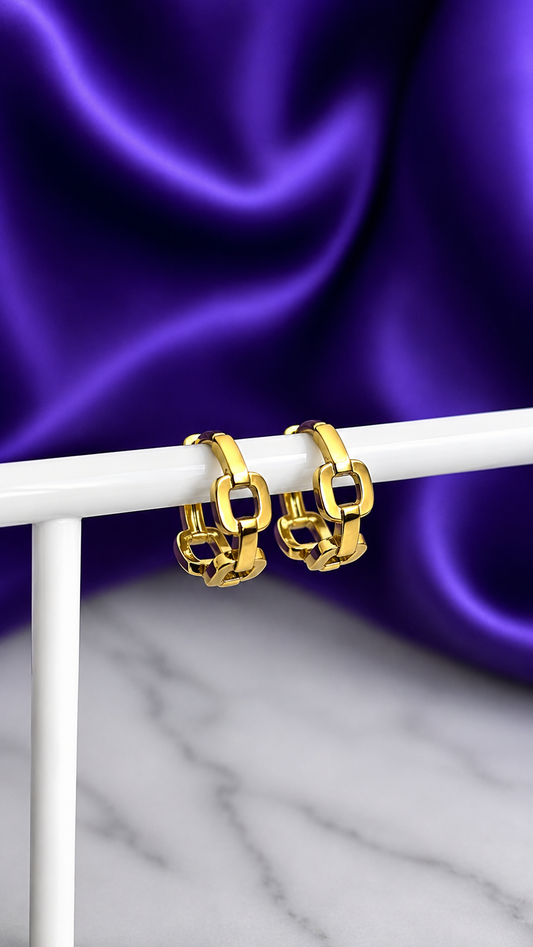 Hoop Eslabones Chapa de Oro 22k