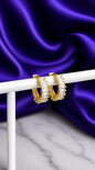 Hoop Trío de Brillos Rectangulares Chapa de Oro 22k