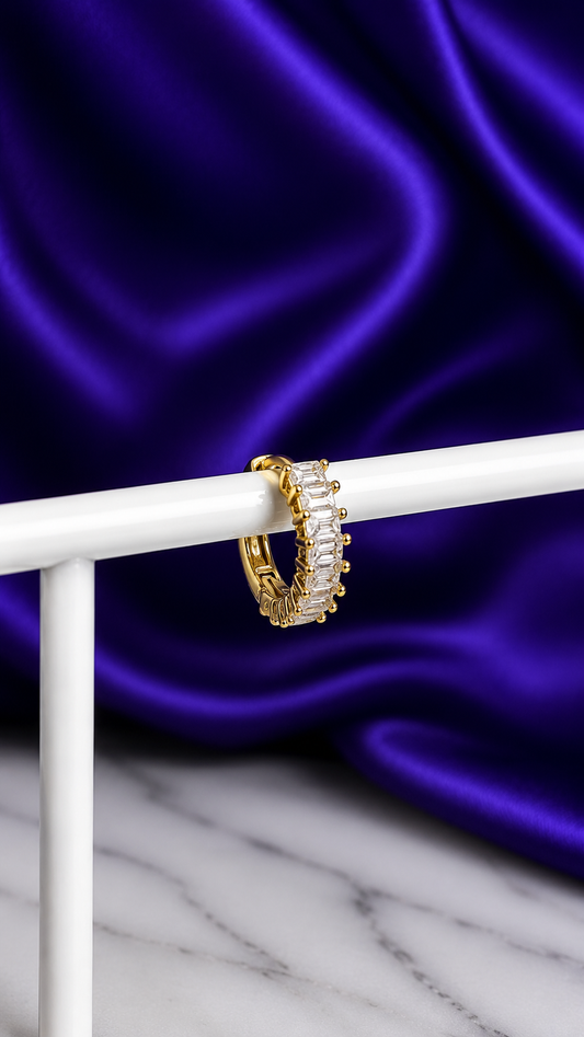 Hoop Brillos Rectangulares Grande Chapa de Oro 22k