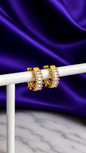 Hoop Brillos Rectangulares Chica Chapa de Oro 22k