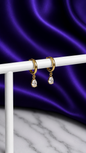 Hoop Lisa Gota Blanca Chapa de Oro 22k