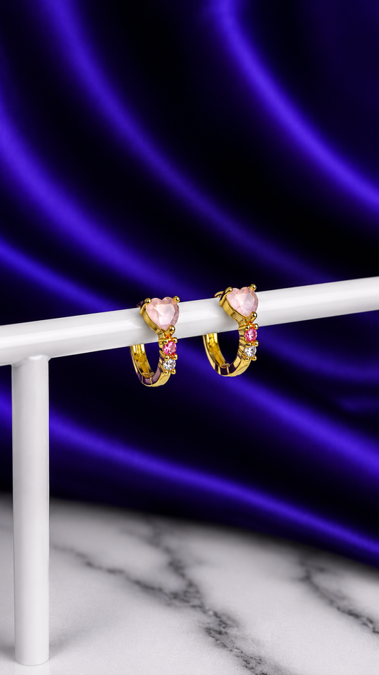Hoop Valentine Rosa Chapa de Oro 22k