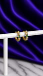 Hoop Brillos Esmeralda Rectangulares Chapa de Oro 22k