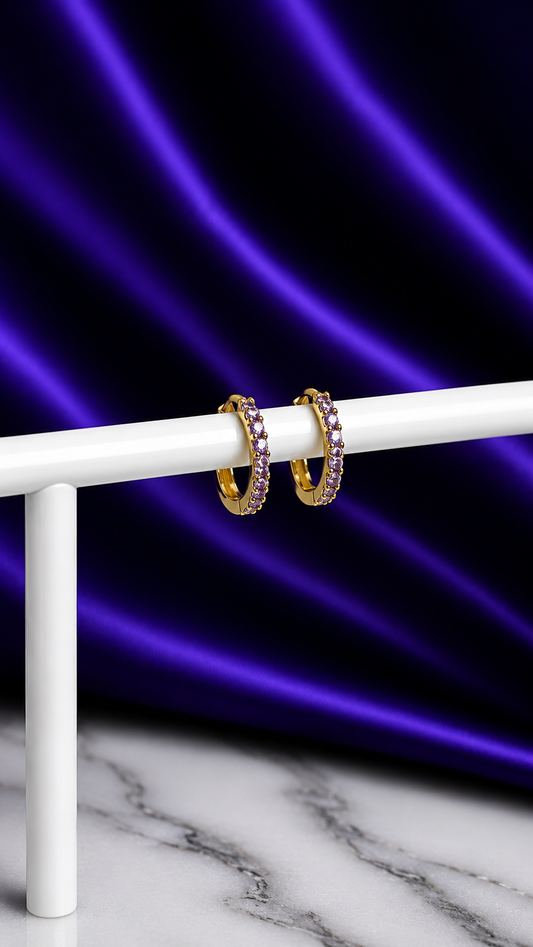 Hoop Brillos Lila Chapa de Oro 22k