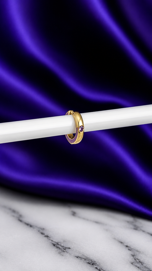 Hoop Lisa con Brillo Lila Chapa de Oro 22k