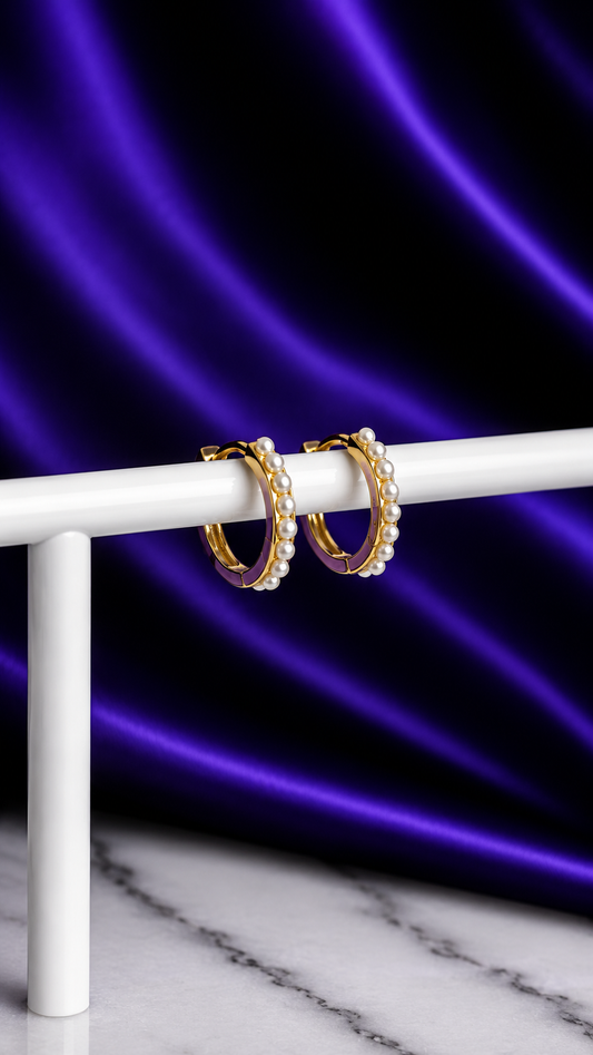 Hoop Perlas Mini 12 mm Chapa de Oro 22k