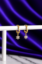 Hoop Flor con Brillos Chapa de Oro 22k