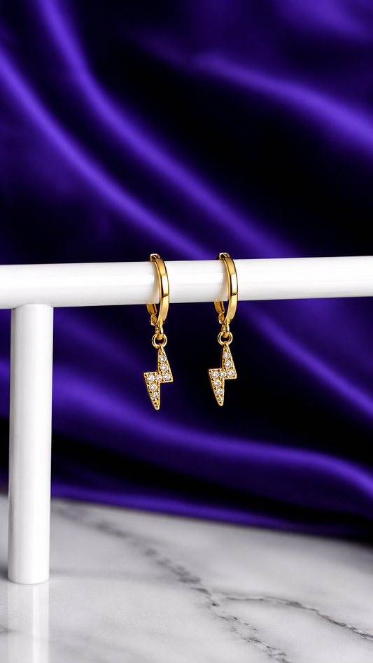 Hoop Luna con Brillos Chapa de Oro 22k