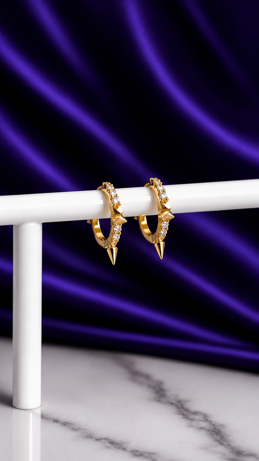 Hoop Brillo Triple Pico Chapa de Oro 22k