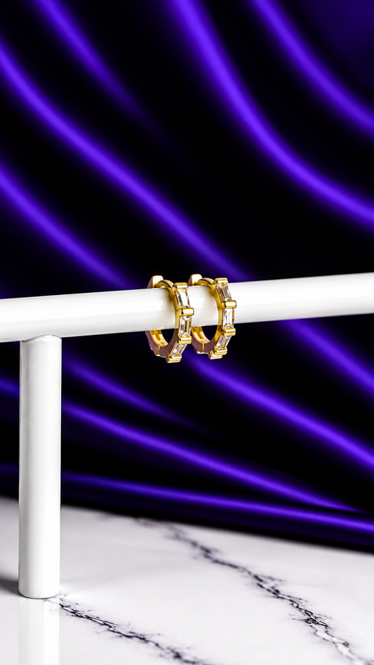 Hoop Triple Brillo Rectangular Chapa de Oro 22k