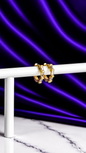Hoop Triple Brillo Rectangular Chapa de Oro 22k