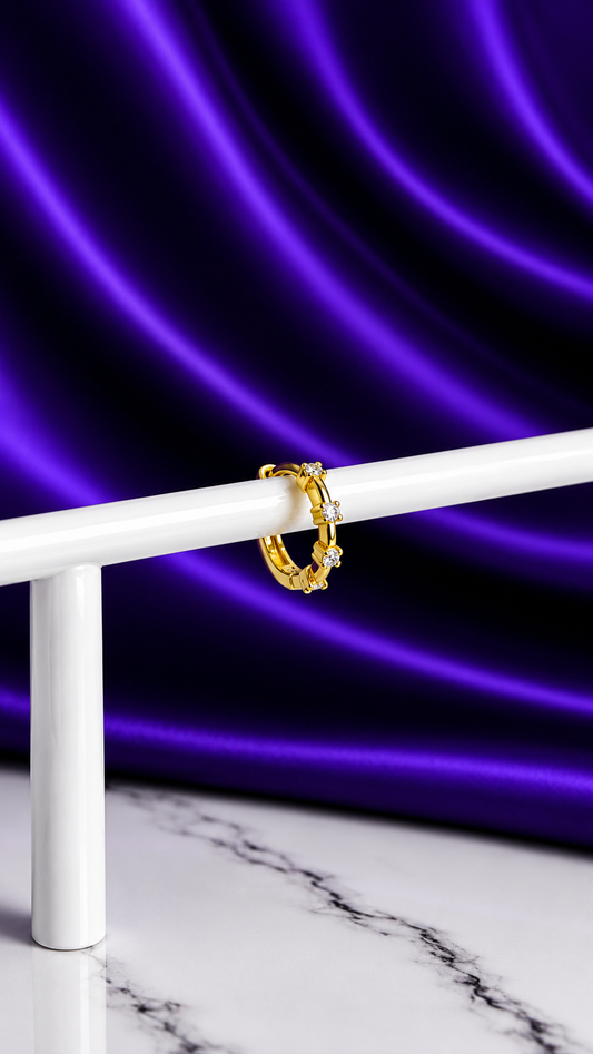 Hoop Quadria Brillos Chapa de Oro 22k