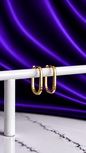 Hoop Rectangular Lisa Grande Chapa de Oro 22k
