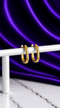 Hoop Rectangular Lisa Chica Chapa de Oro 22k