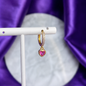 Hoop Corazon Rosa Chapa de Oro 22k
