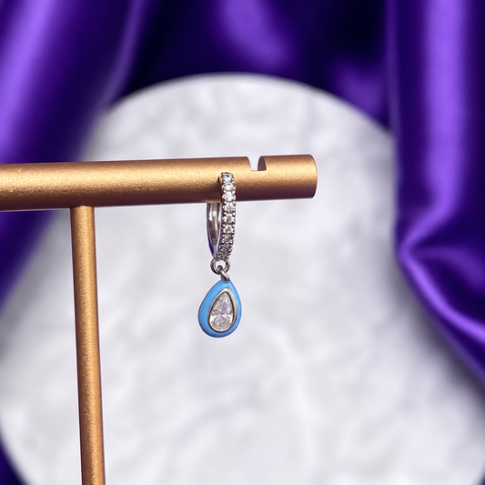 Hoop Gota Azul Chapa de Rodio 22k