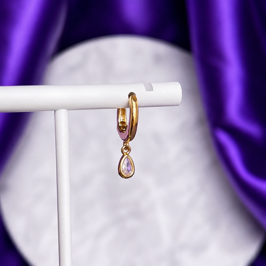 Hoop Gota Brillosa Colgante Chapa de Oro 22k