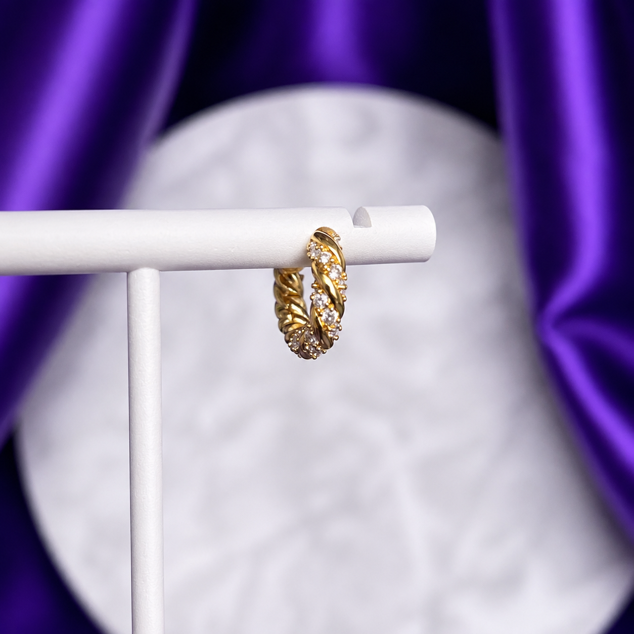 Hoop Sirena Brillosa Chapa de Oro 22k