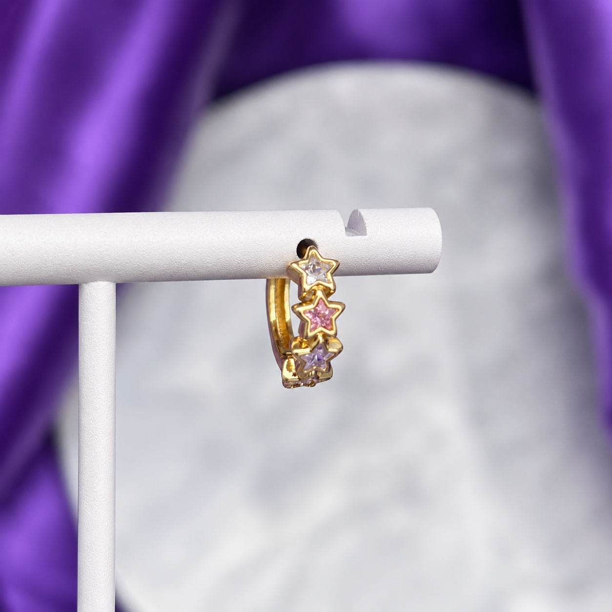 Hoop Estrellada Chapa de Oro 22k