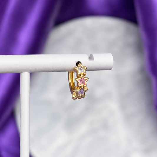 Hoop Estrellada Chapa de Oro 22k