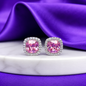 Broquel Diamante Rosa Chapa de Rodio 22k