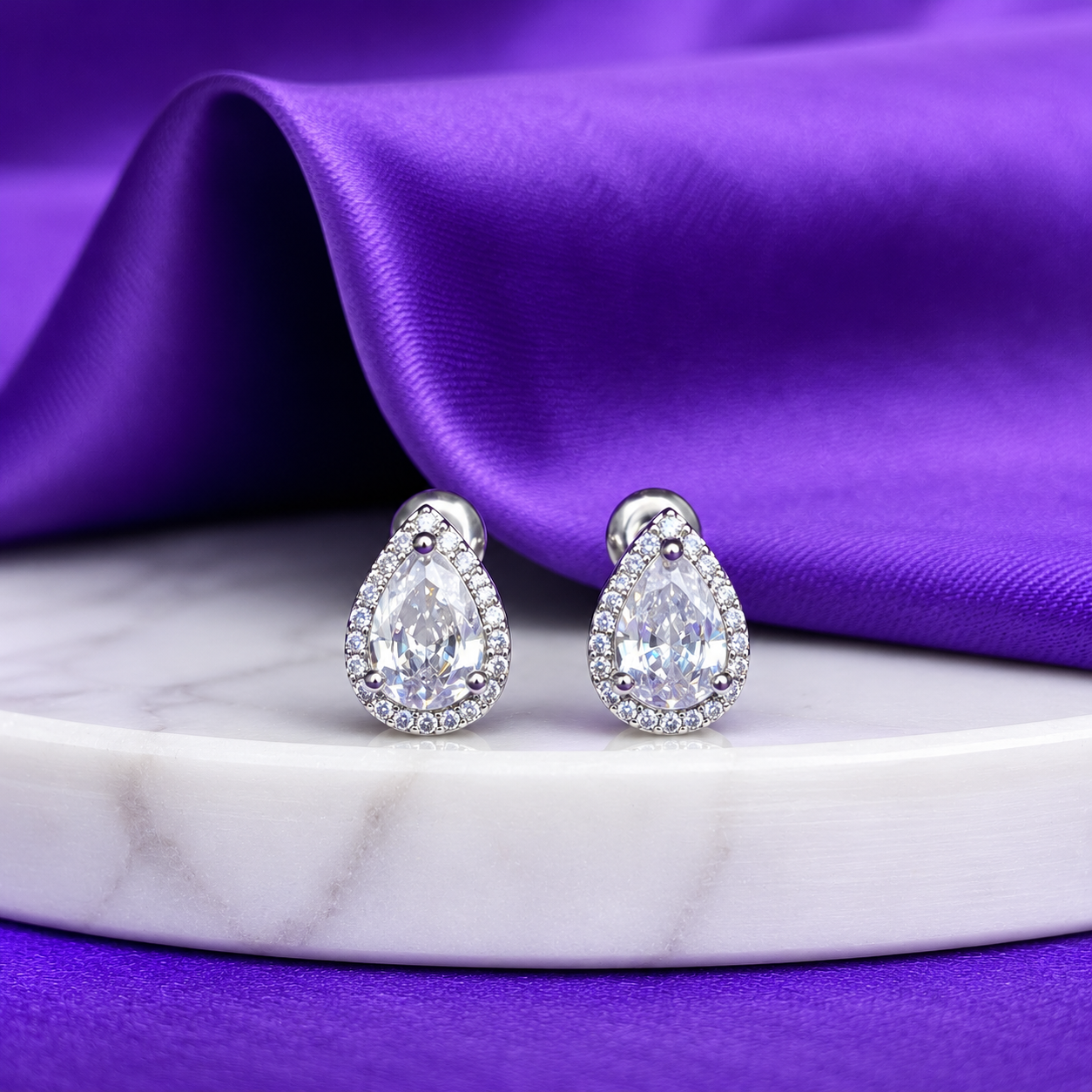 Broquel Gota Diamante Chapa de Rodio 22k