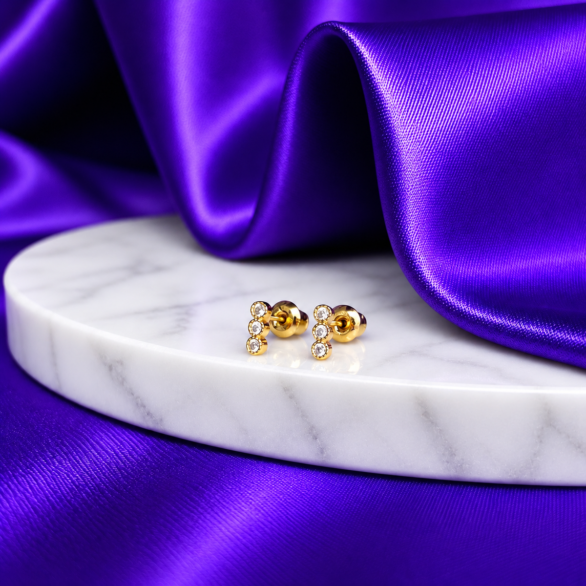 Broquel Triple Esfera Mini Chapa de Oro 22k