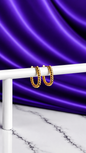 Hoop Rectangular Torcidita Chica Chapa de Oro 22k