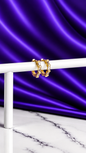 Hoop Triple Brillo Rectangular Chapa de Oro 22k