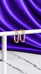 Hoop Rectangular Lisa Grande Chapa de Oro 22k