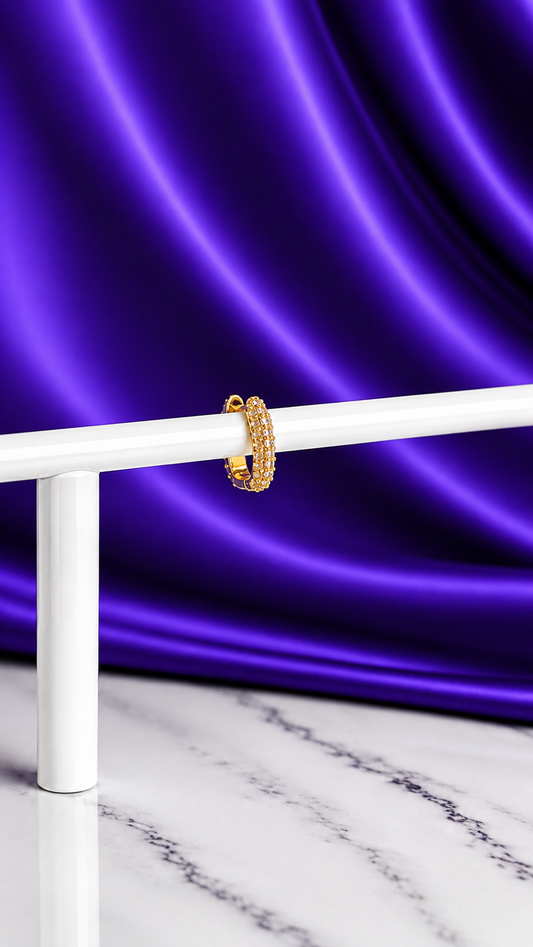 Hoop Rectangular con Brillos Chica Chapa de Oro 22k