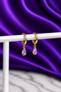 Hoop Lisa Gota Lila Chapa de Oro 22k