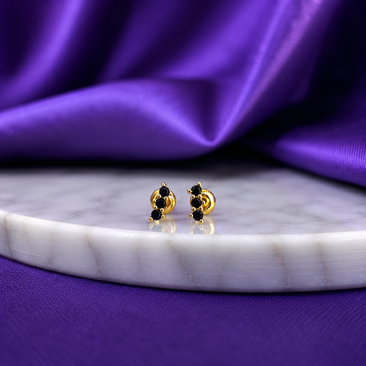Broquel Triple Esfera Black Mini Chapa de Oro 22k