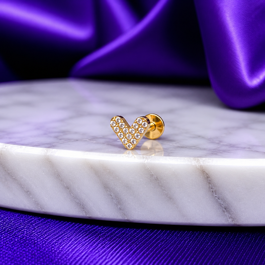 Corazón Brillos Mini Titanio Dorado