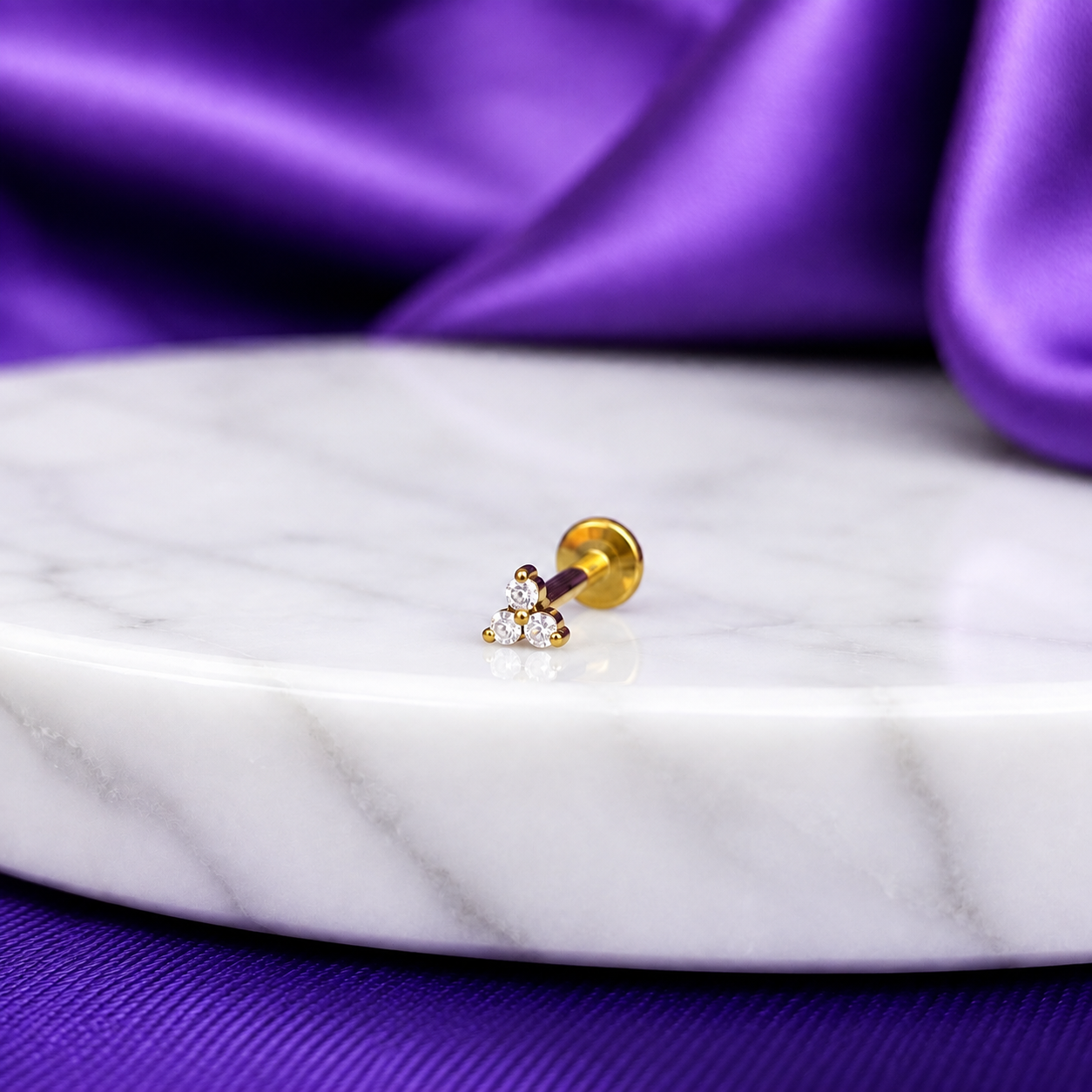 Mini Trébol Blanco Titanio Dorado